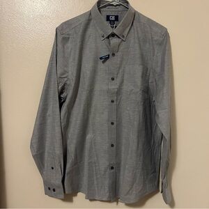 Cutter & Buck Men's Gray Tailored Fit Button-Down Shirt